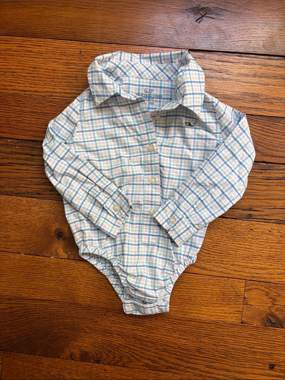 Vineyard Vines Pastel Plaid Long-Sleeve Baby One-Piece